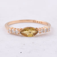 0.56 Ct Marquise Natural Yellow Tourmaline 14K Gold Ring