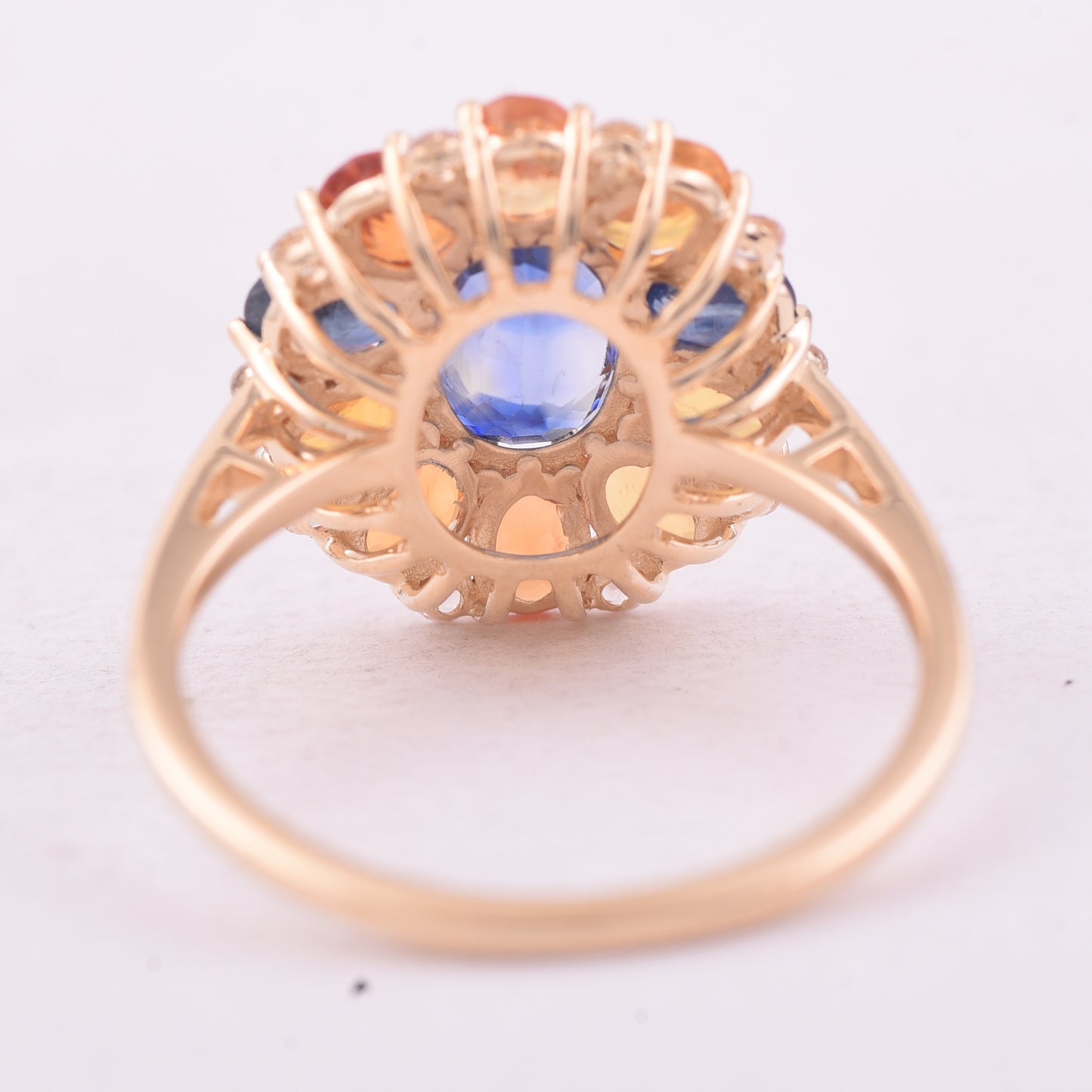 3.81 Ct Oval Mixed Cut Natural Sapphire 14K Gold Ring