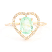 1.60 Ct Oval Mixed Cut Natural Beryl Emerald 14K Gold Ring