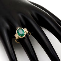 2.53 Ct Oval Natural Emerald 14K Gold Ring