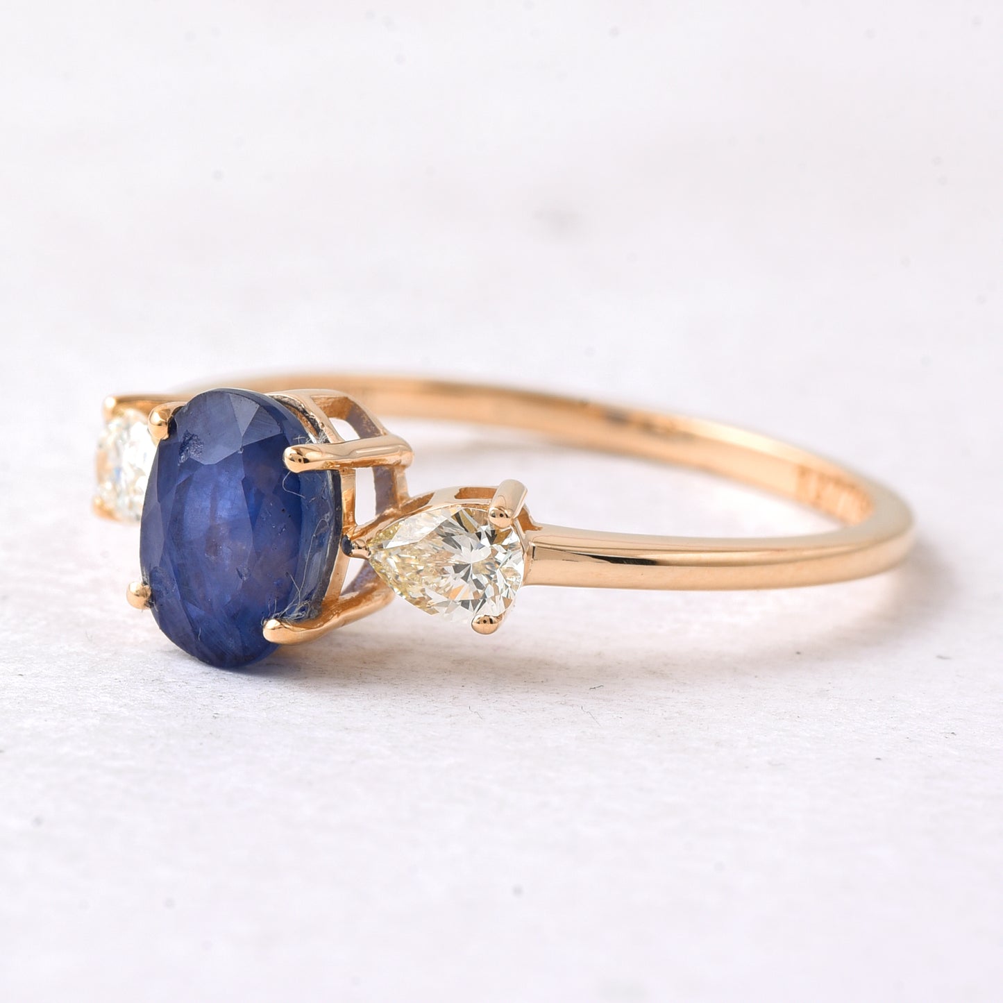 1.73 Ct Oval Mixed Cut Natural Sapphire 14K Gold Ring