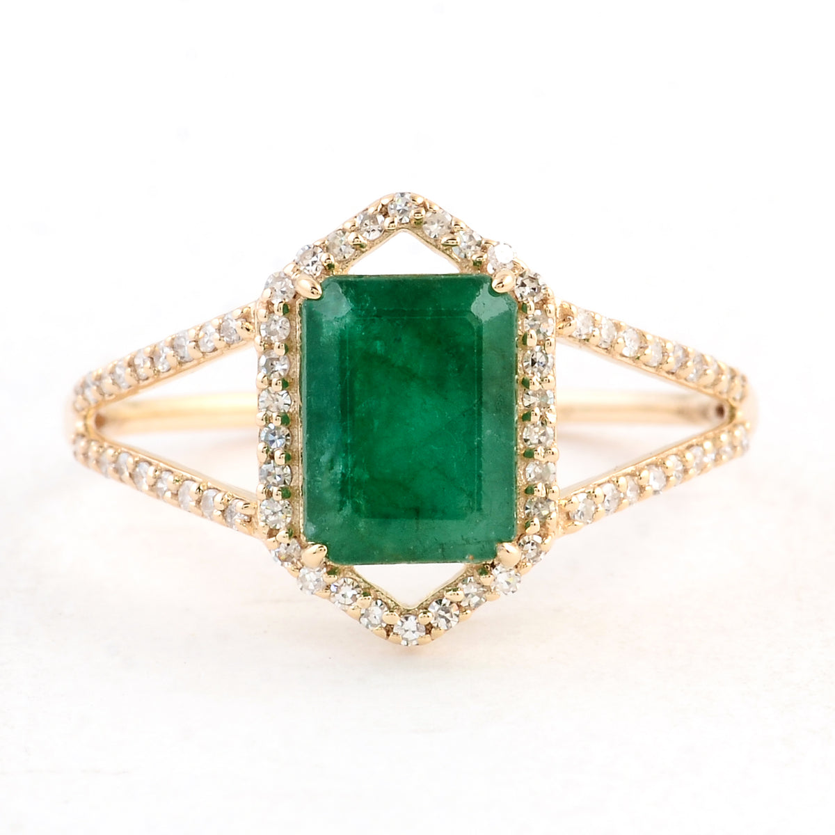 1.92 Ct Emerald Cut Natural Beryl Emerald 14K Gold Ring