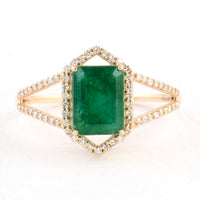 1.92 Ct Emerald Cut Natural Beryl Emerald 14K Gold Ring