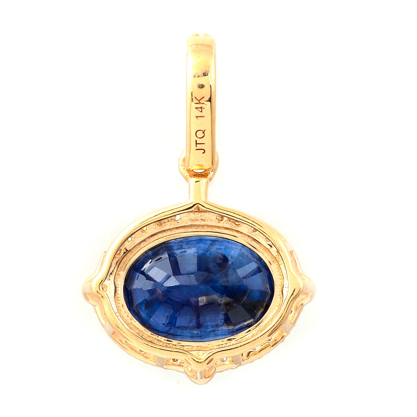 3.55 Ct Oval Mixed Cut Natural Sapphire 14K Gold Pendant