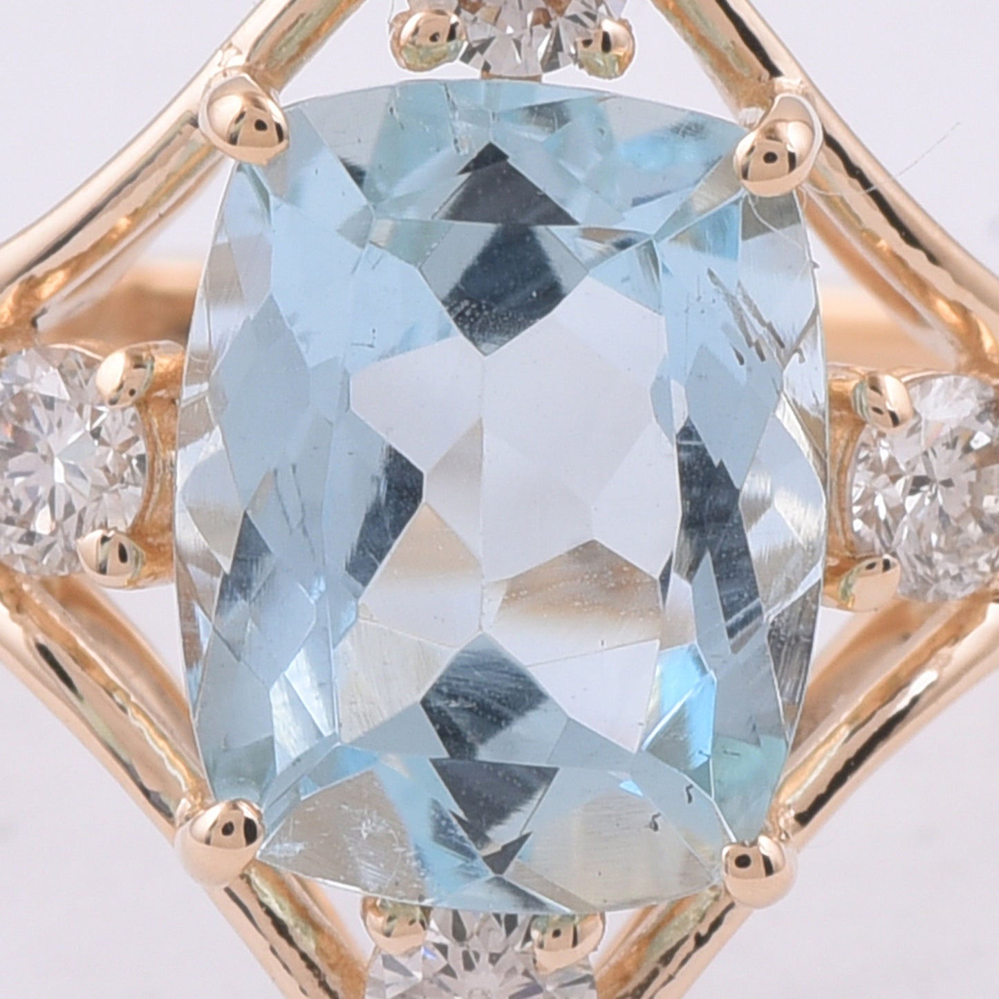 2.22 Ct Cushion Natural Aquamarine 14K Gold Ring