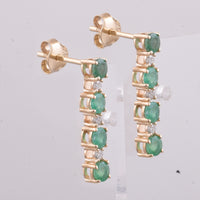 0.96 Ct Round Natural Emerald 14K Gold Earrings