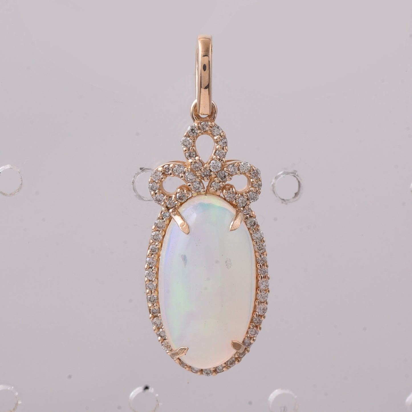 2.78 Ct Oval Cabochon Cut Natural Opal 14K Gold Pendant