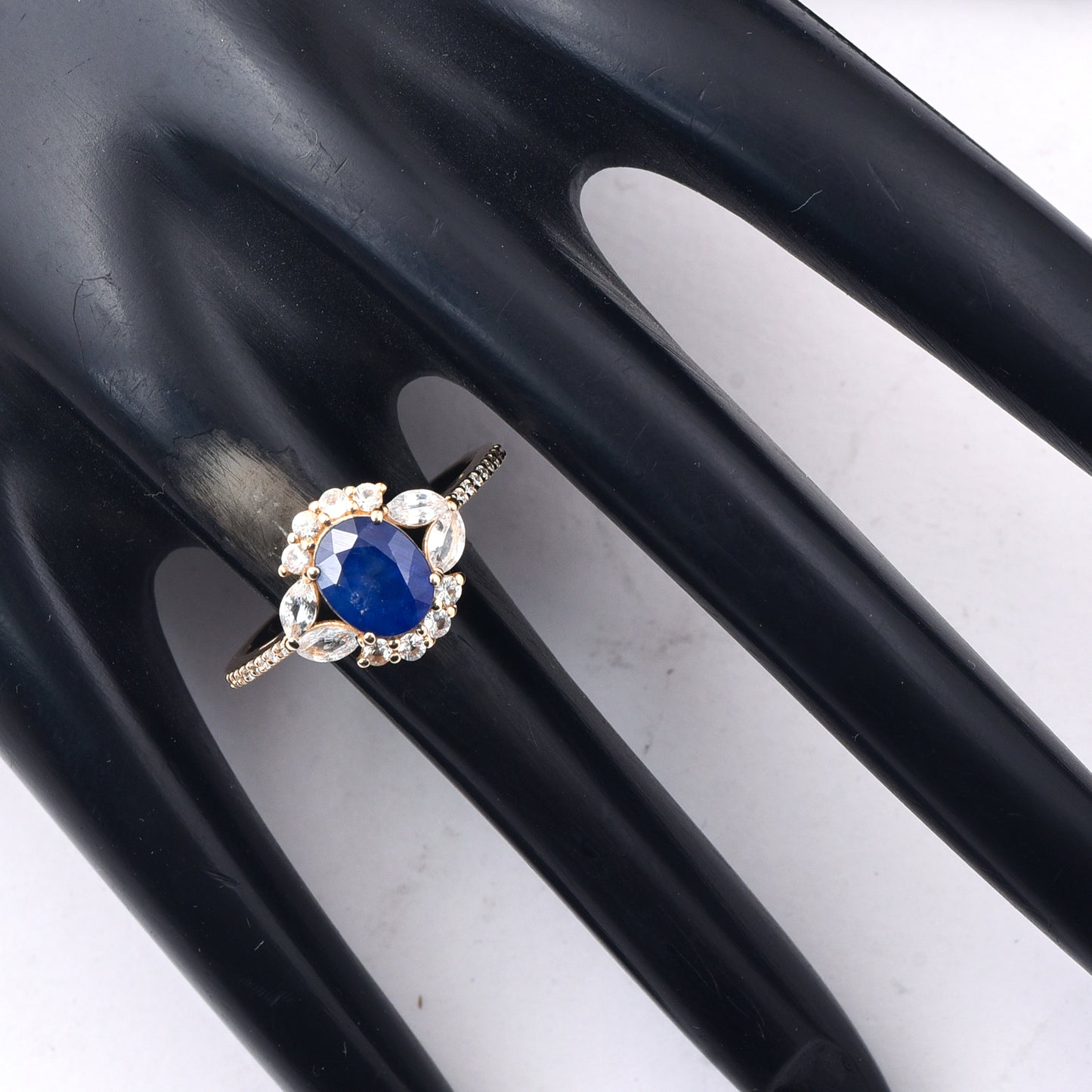 2.16 Ct Oval Mixed Cut Natural Sapphire 14K Gold Ring