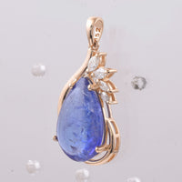 6.16 Ct Pear Cabochon Natural Tanzanite 14K Gold Pendant