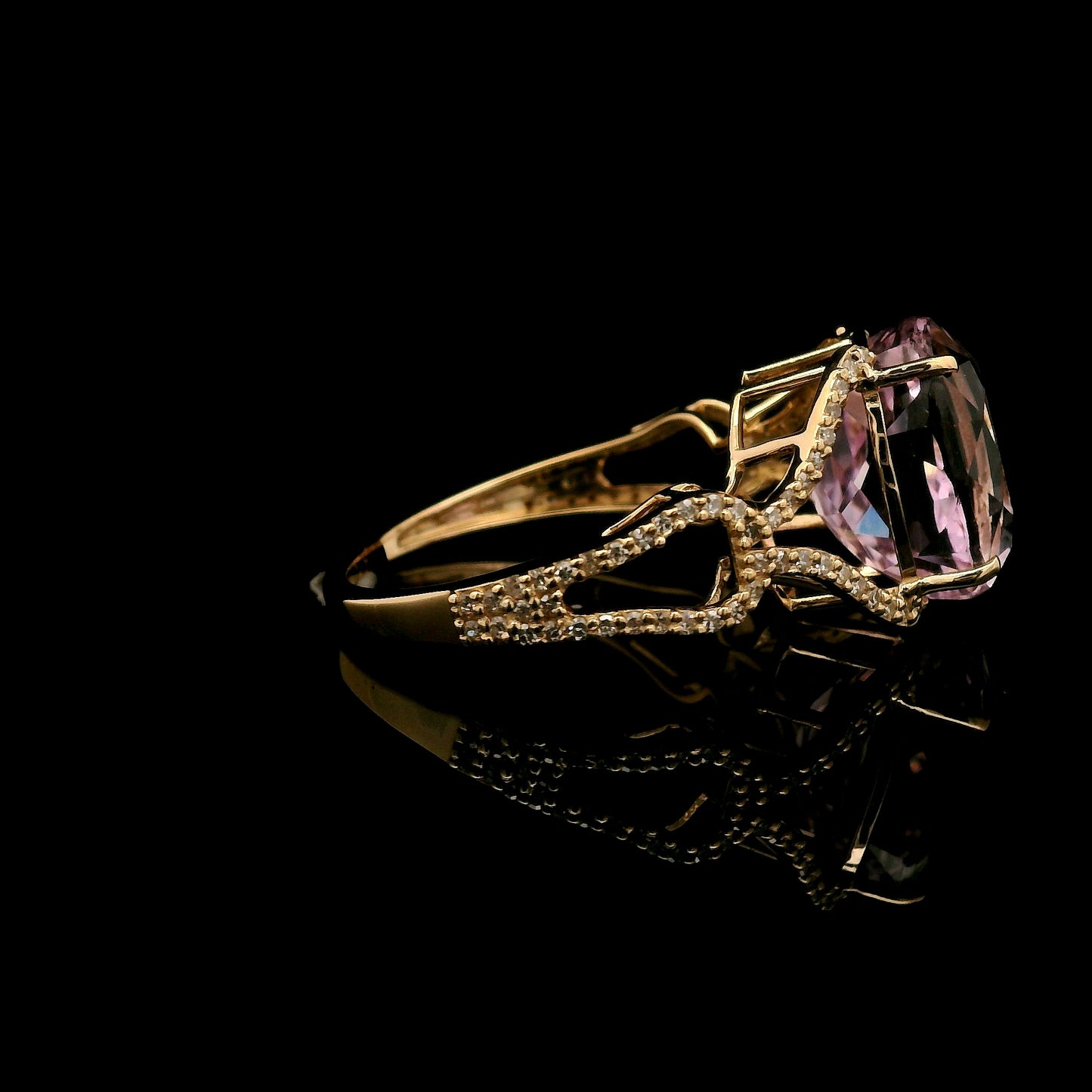 6.51 Ct Oval Kunzite 14K Gold Ring