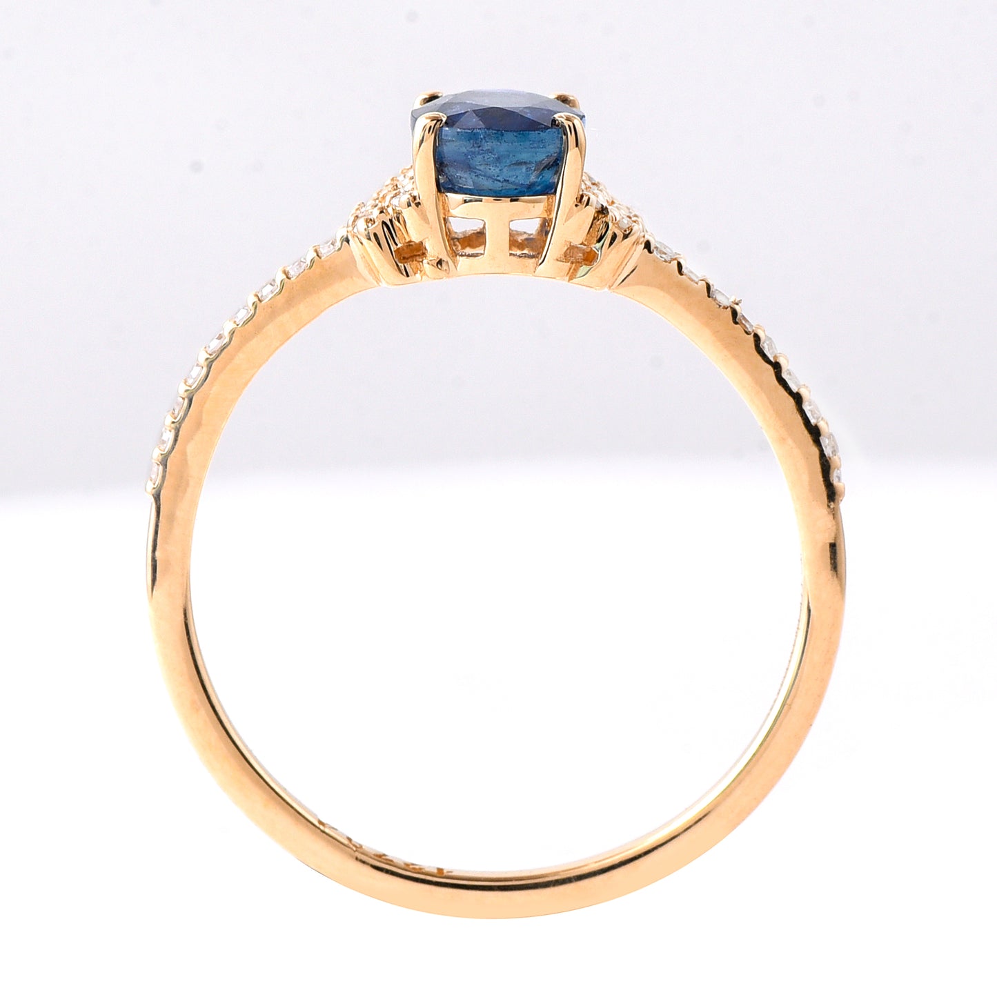 1.12 Ct Oval Mixed Cut Natural Sapphire 14K Gold Ring