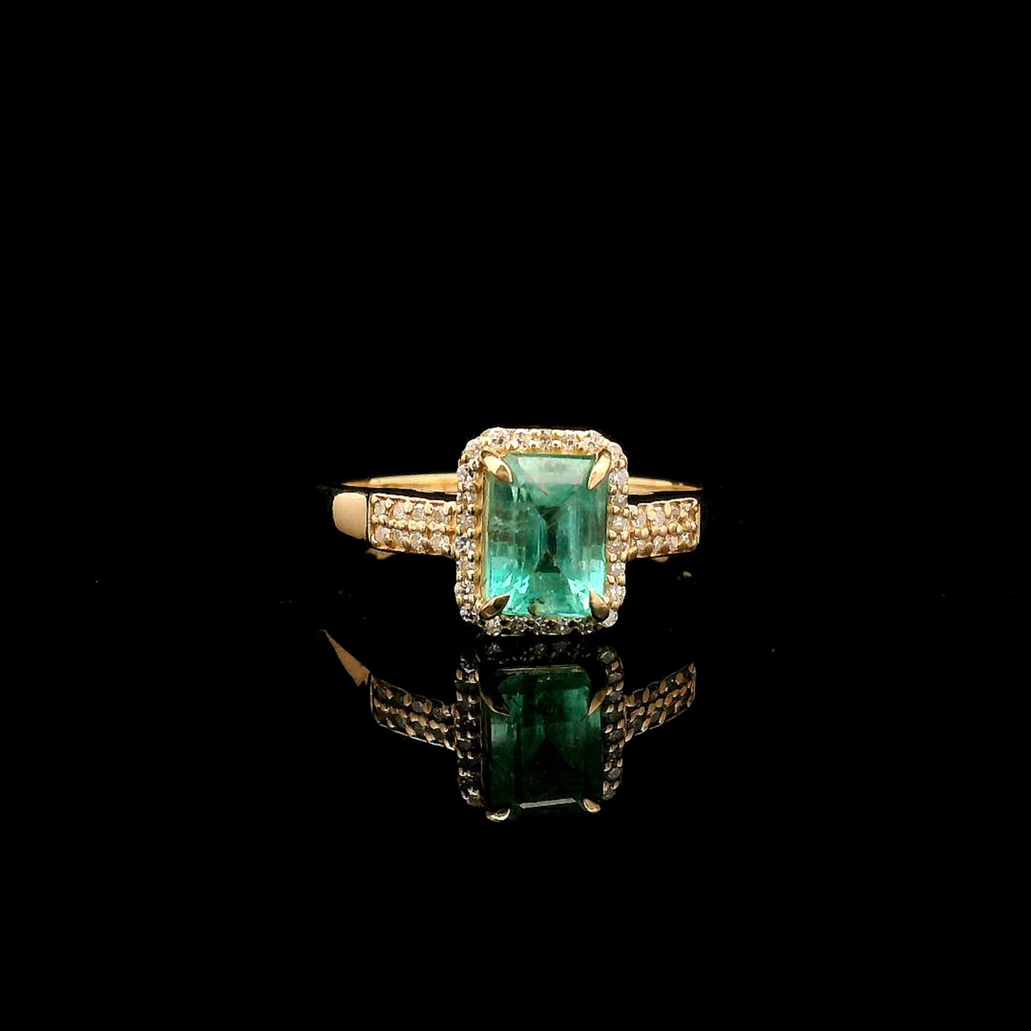 1.25 Ct Octagon Step Cut Natural Emerald 14K Gold Ring