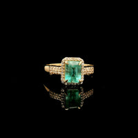 1.25 Ct Octagon Step Cut Natural Emerald 14K Gold Ring