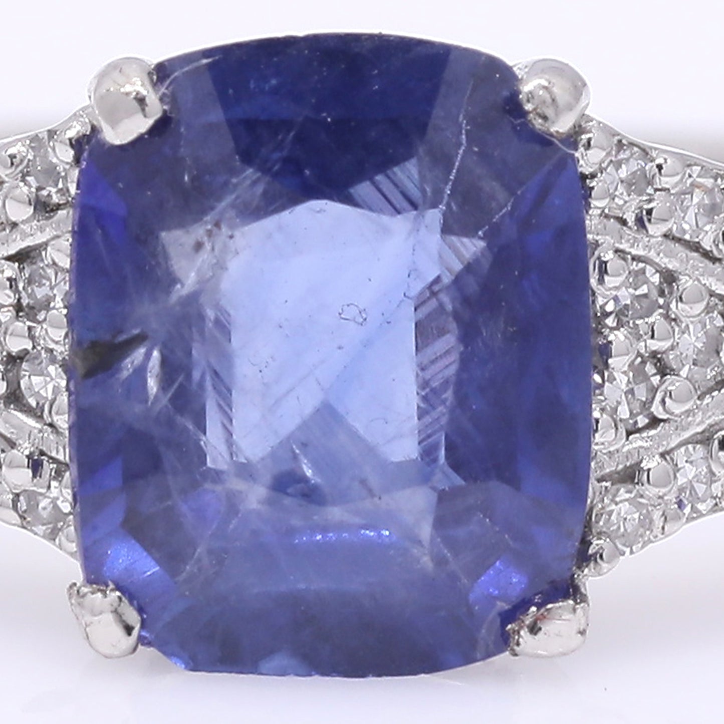 1.43 Ct Cushion Mixed Cut Natural Sapphire 950 Platinum Ring