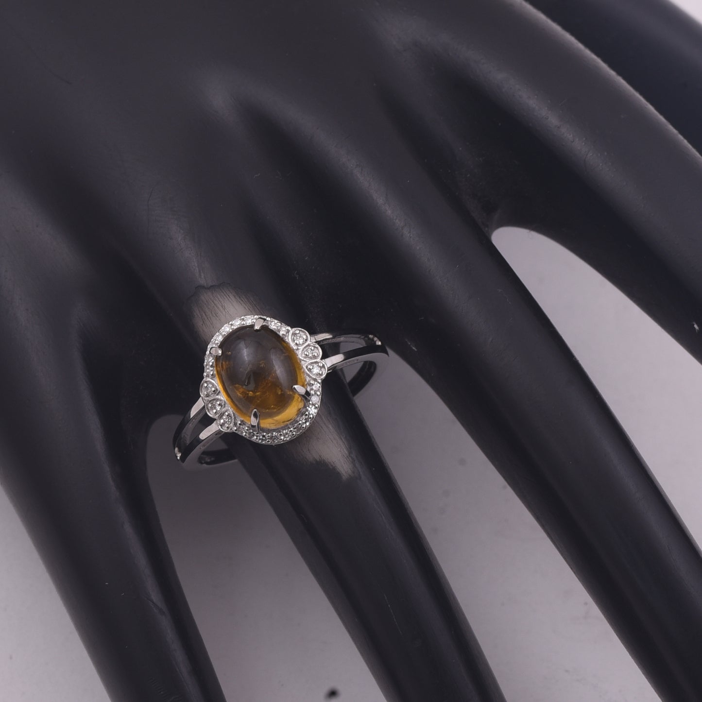 2.76 Ct Oval Cabochon Cut Natural Tourmaline 950 Platinum Ring