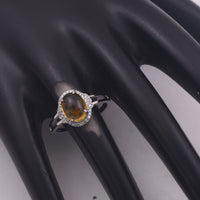 2.76 Ct Oval Cabochon Cut Natural Tourmaline 950 Platinum Ring