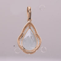 2.41 Ct Pear Mixed Cut Natural Aquamarine 14K Gold Pendant
