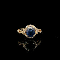 2.25 Ct Oval Mixed Cut Natural Sapphire 14K Gold Ring