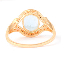 1.82 Ct Oval Mixed Cut Natural Aquamarine 14K Gold Ring