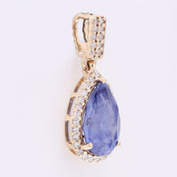 2.13 Ct Pear Mixed Cut Natural Sapphire 14K Gold Pendant