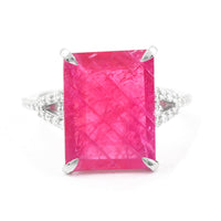 7.55 Ct Rectangular Step Cut Natural Corundum Ruby 950 Platinum Ring