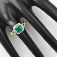 1.59 Ct Octagon Step Cut Natural Emerald 14K Gold Ring