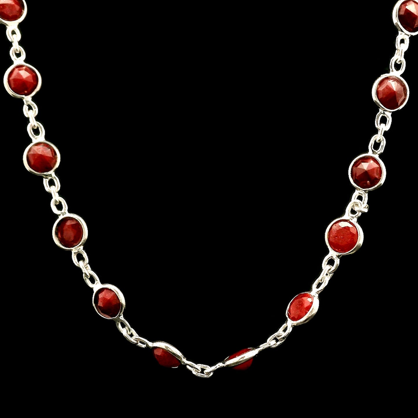 12.45 Ct Round Dyed Ruby 925 Sterling Silver Necklace