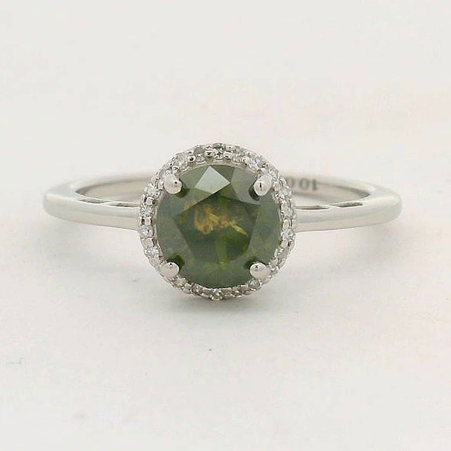 1.33 Ct Round Green Diamond 950 Platinum Ring