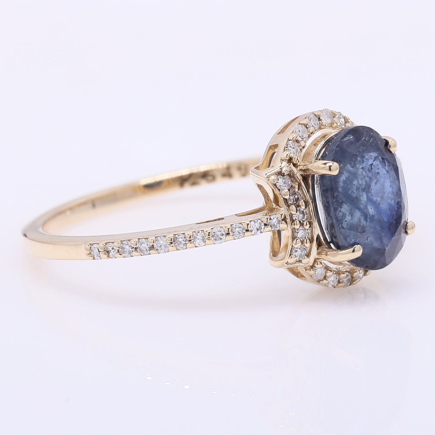 2.04 Ct Oval Mixed Cut Natural Sapphire 14K Gold Ring