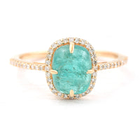 2.23 Ct Cushion Cabochon Cut Natural Emerald 14K Gold Ring