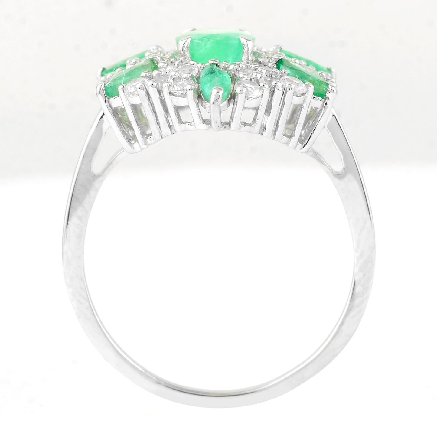 1.97 Ct Oval Mixed Cut, Marquise Mixed Cut Natural Emerald 950 Platinum Ring