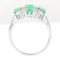 1.97 Ct Oval Mixed Cut, Marquise Mixed Cut Natural Emerald 950 Platinum Ring