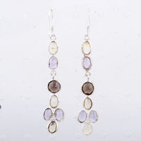 7.45 Ct Smoky Quartz, Citrine 925 Sterling Silver Earrings