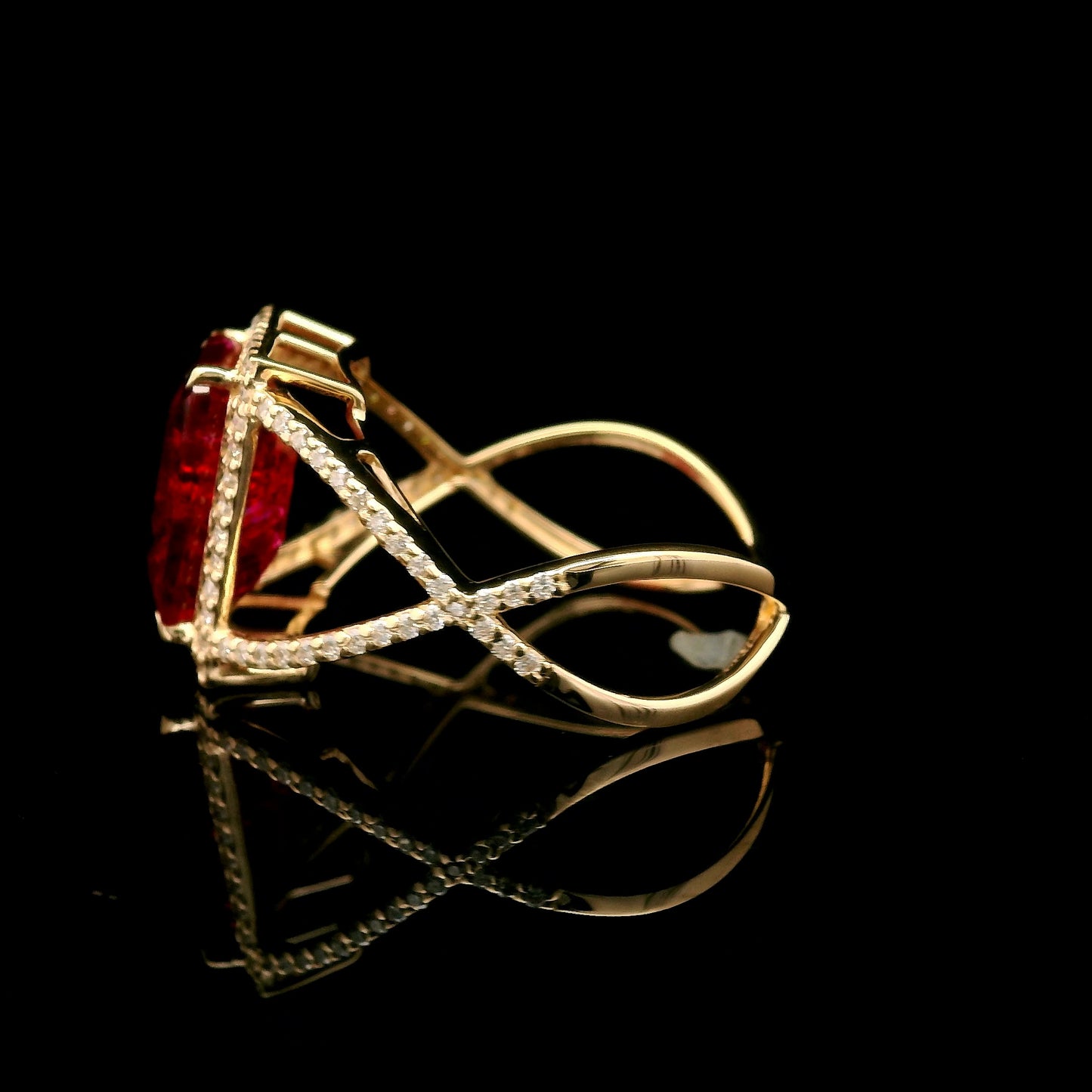 4.85 Ct Emerald Cut Lab Grown Ruby 14K Gold Ring