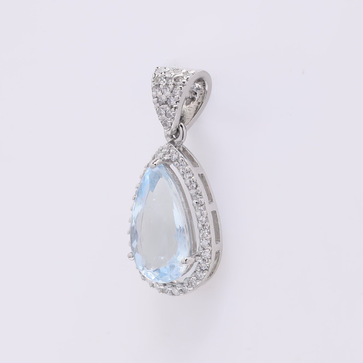 1.58 Ct Pear Mixed Cut Natural Aquamarine 950 Platinum Pendant