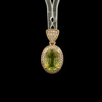2.35 Ct Oval Mixed Cut Natural Green Sapphire 14K Gold Pendant