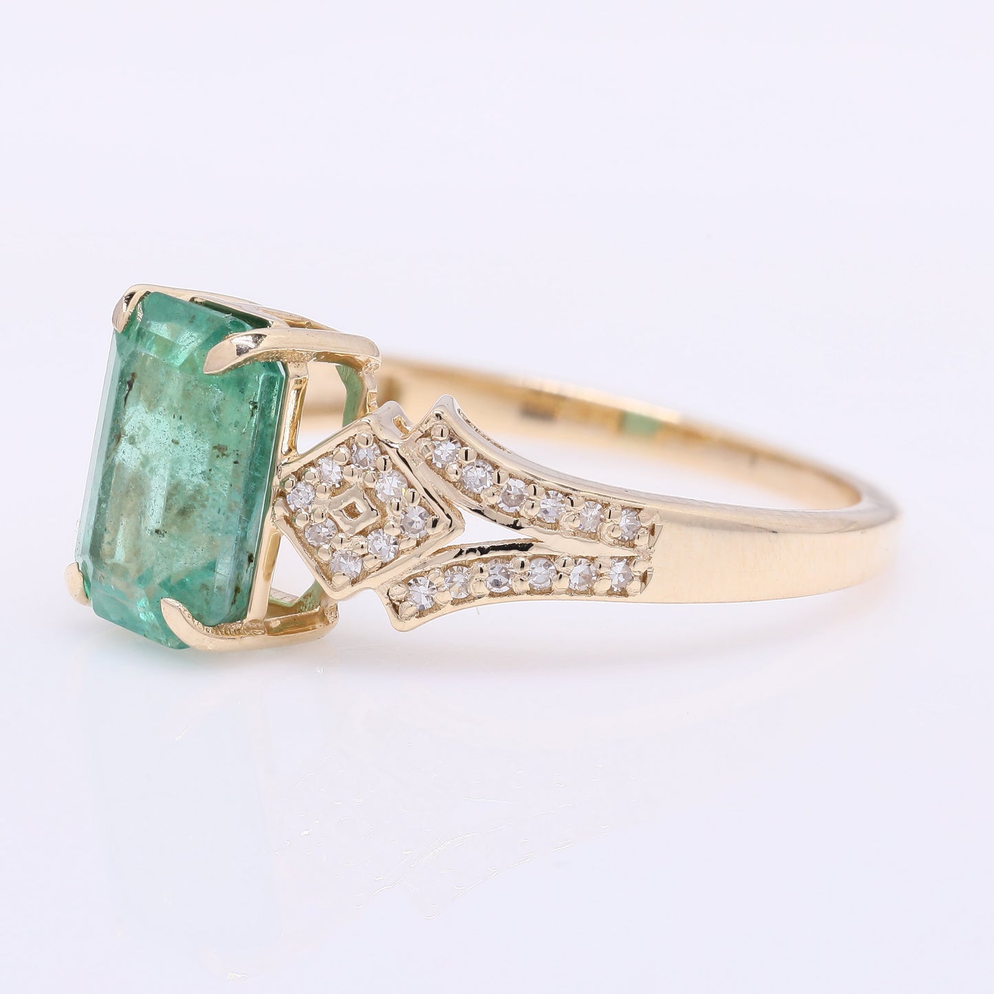 1.96 Ct Octagon Step Cut Natural Emerald 14K Gold Ring