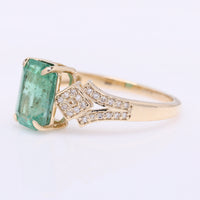 1.96 Ct Octagon Step Cut Natural Emerald 14K Gold Ring