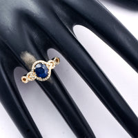 1.49 Ct Oval Mixed Cut Natural Sapphire 14K Gold Ring