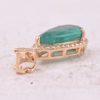 1.88 Ct Pear Mixed Cut Natural Emerald 14K Gold Pendant