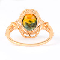 4.07 Ct Oval Mixed Cut Natural Bi Coloured Sapphire 14K Gold Ring
