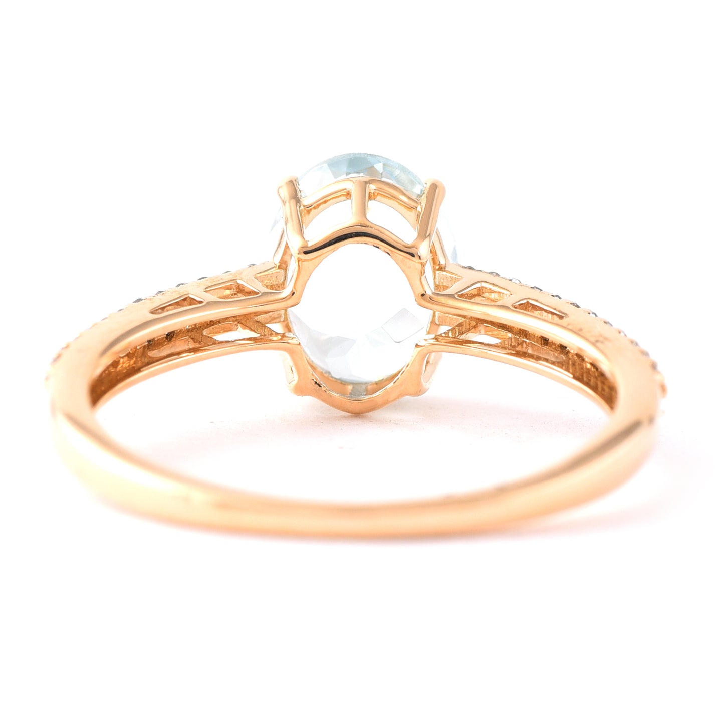 1.64 Ct Oval Mixed Cut Natural Aquamarine 14K Gold Ring