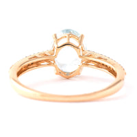 1.64 Ct Oval Mixed Cut Natural Aquamarine 14K Gold Ring