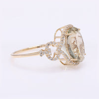 4.74 Ct Oval Mixed Cut Natural Plagioclase Feldspar Sunstone 14K Gold Ring