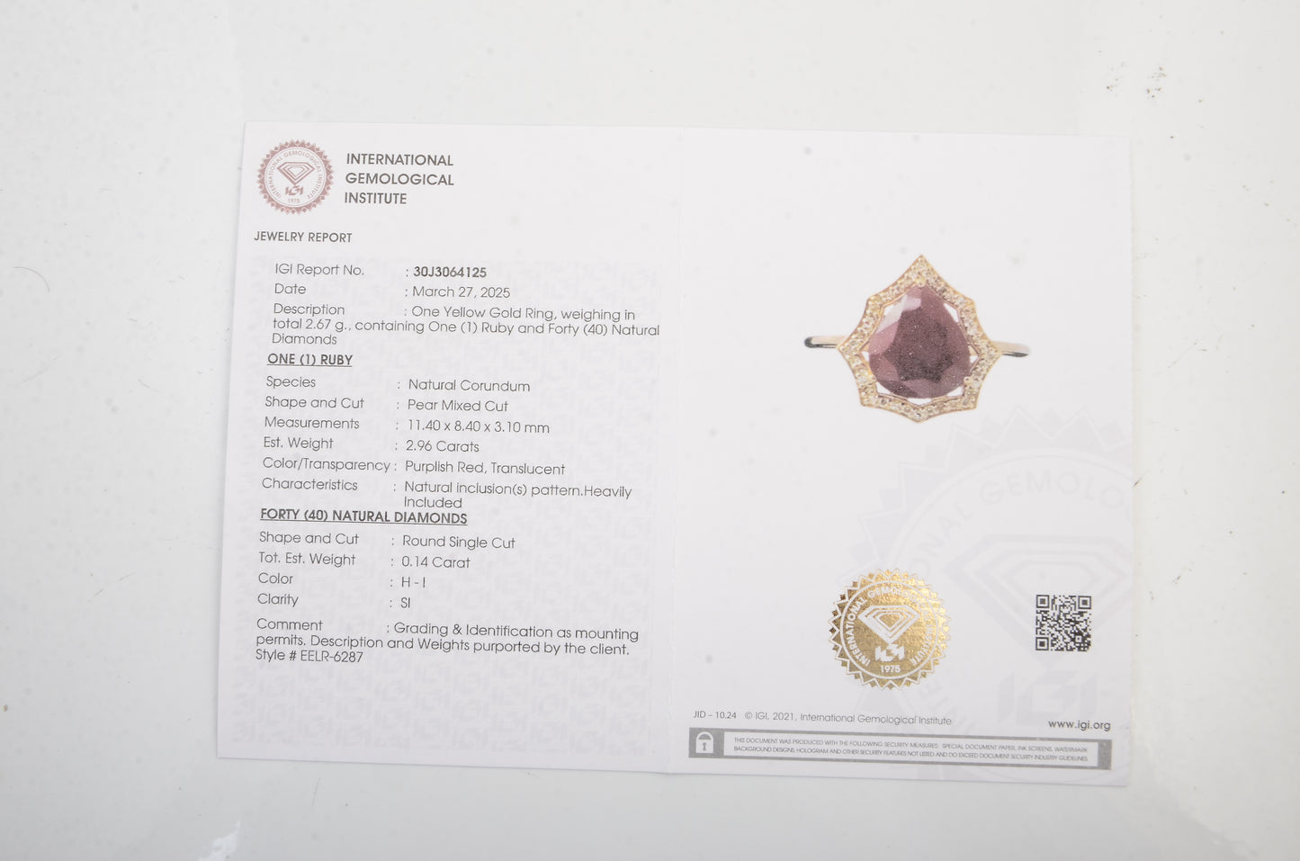 3.10 Ct Natural Codundum Ruby 14K Gold Ring