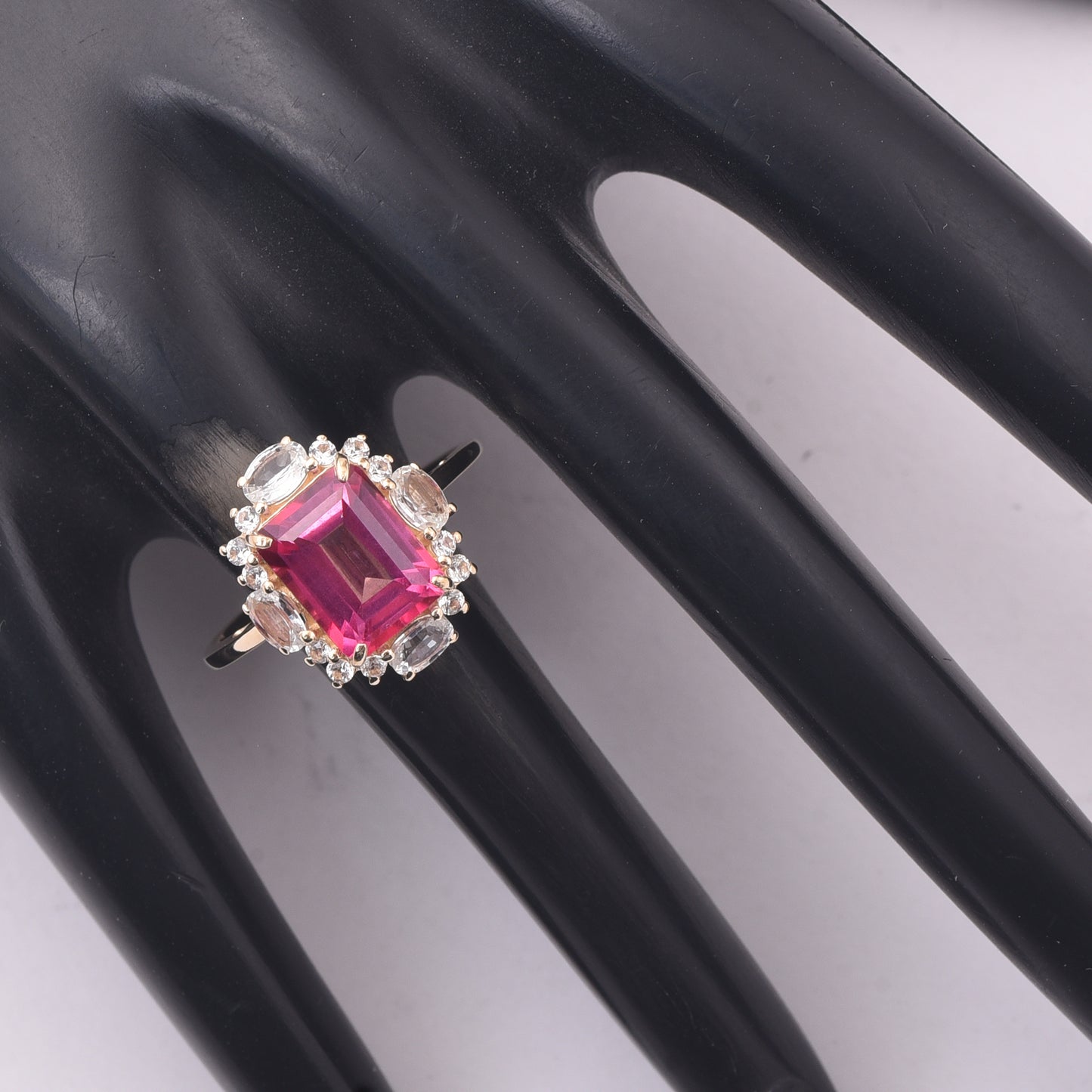 3.98 Ct Octagon Pink Topaz 9K Gold Ring