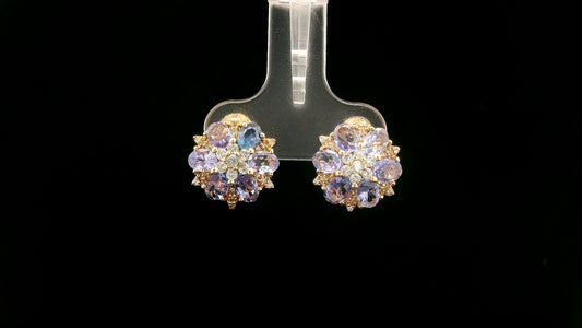 2.18 Ct Oval Tanzanite 14K Gold Earrings
