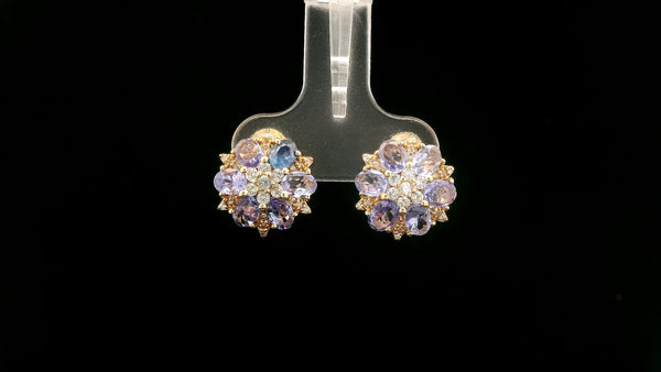 2.18 Ct Oval Tanzanite 14K Gold Earrings