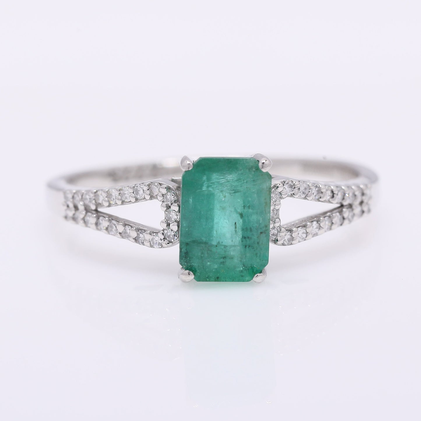 1.32 Ct Octagon Step Cut Natural Emerald 950 Platinum Ring