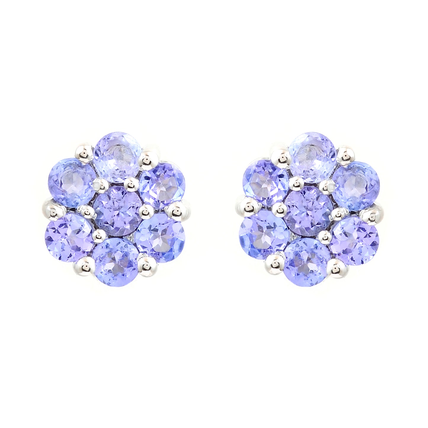 1.36 Ct Round Tanzanite 925 Sterling Silver Earrings